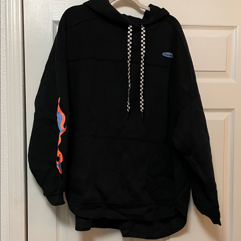 Savage X Fenty Black Sweater with Flame Sleeve size XL